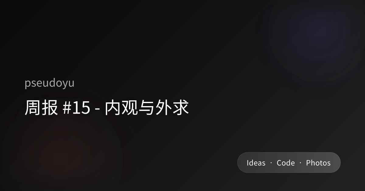 周报 #15 - 内观与外求