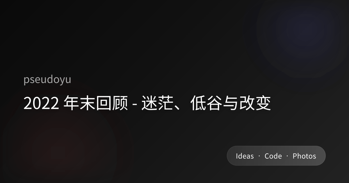 2022 年末回顾 - 迷茫、低谷与改变